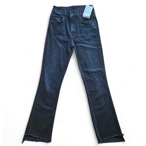 NWT Women's MOTHER The Insider Crop Step Fray Night In Paris Jeans Black Sz 24"